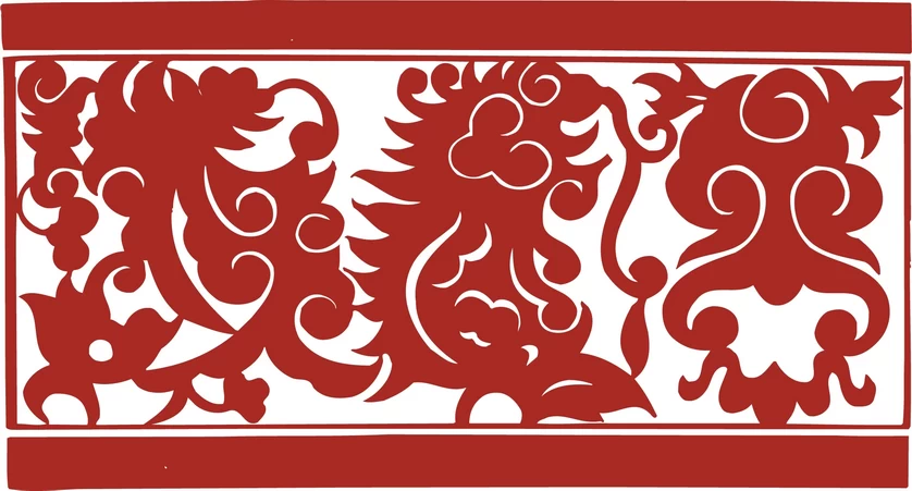 中国风中式传统喜庆民俗人物动物窗花剪纸插画边框AI矢量PNG素材【640】